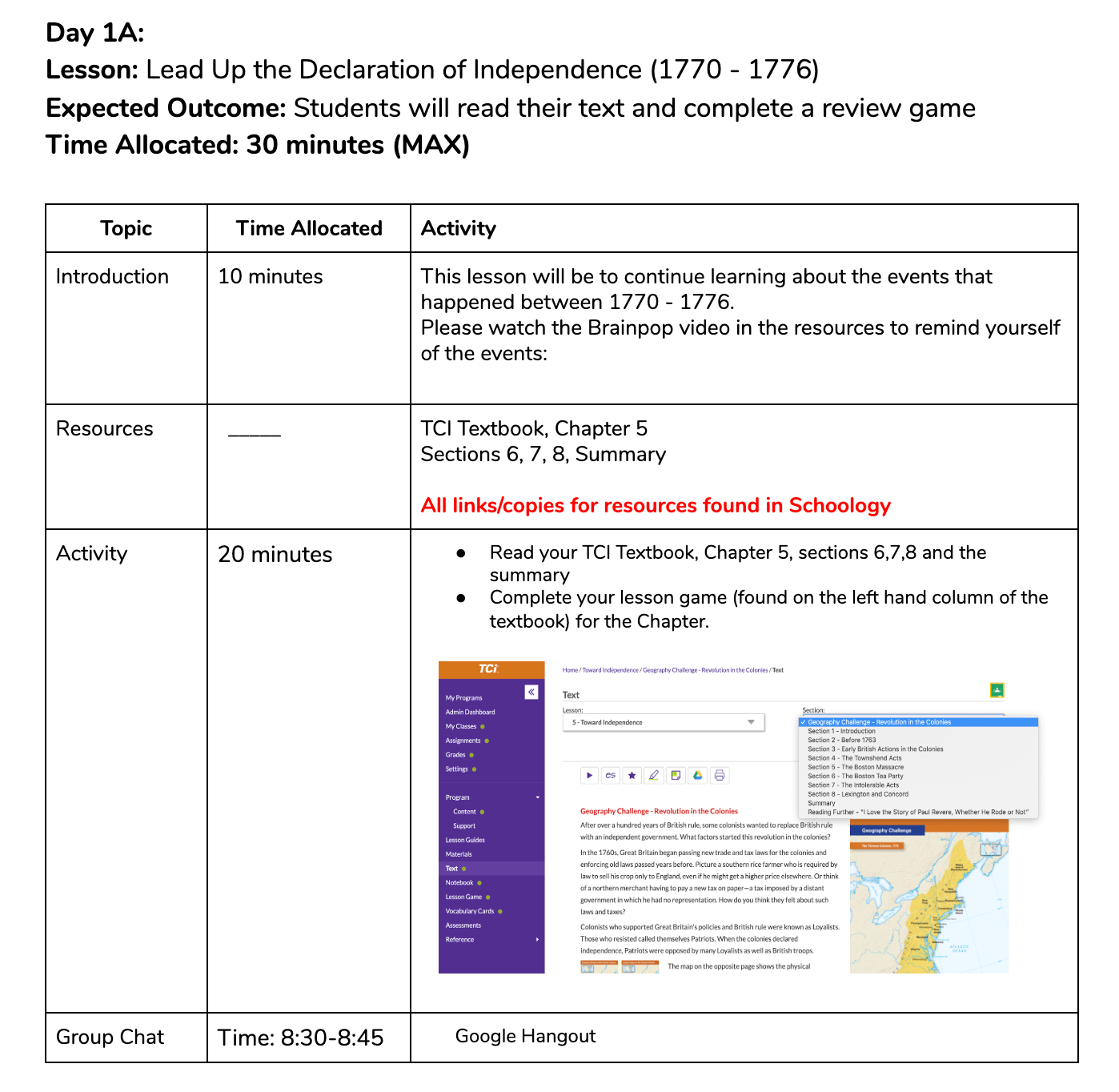 Lesson plan example