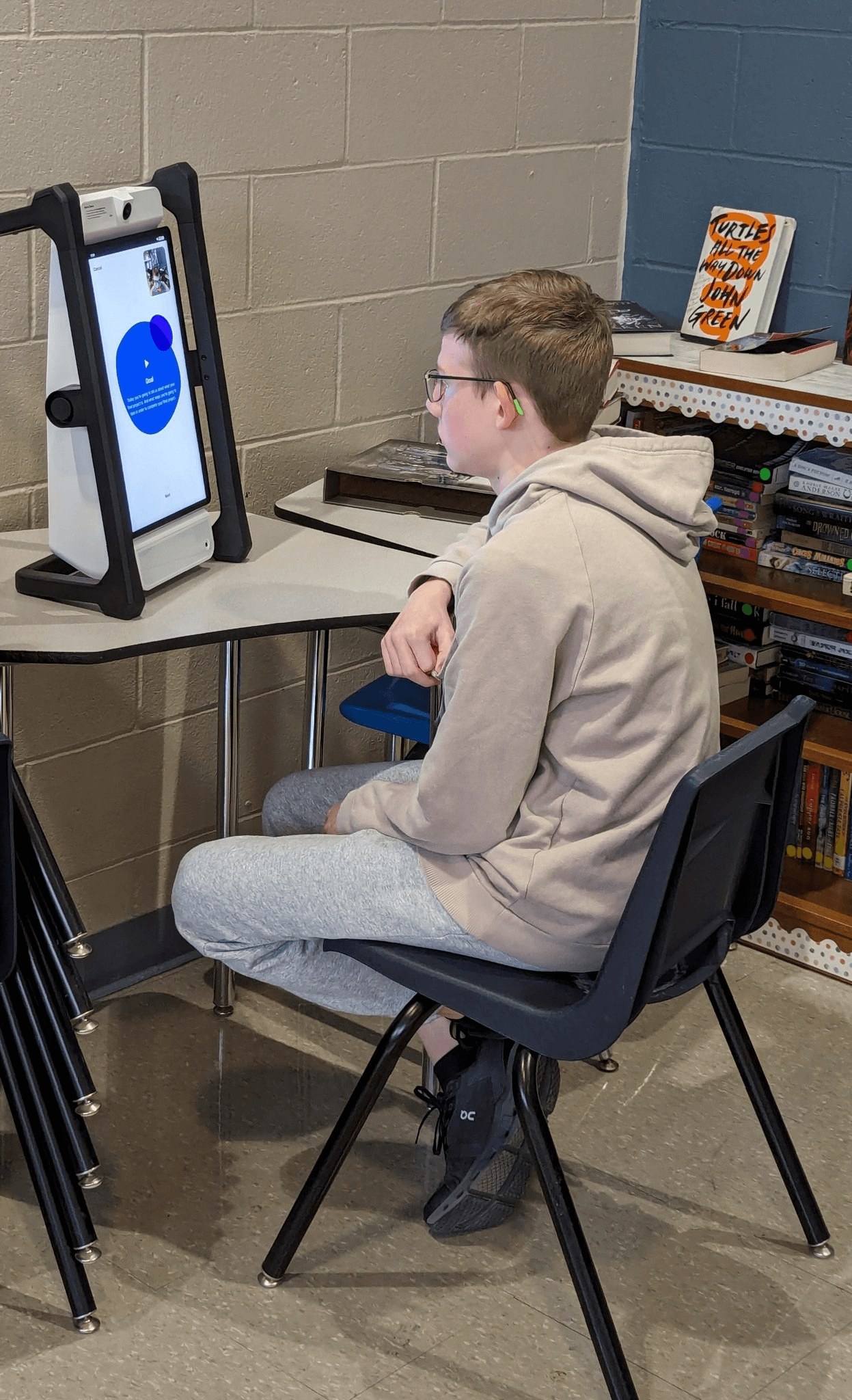 student working with M2 device