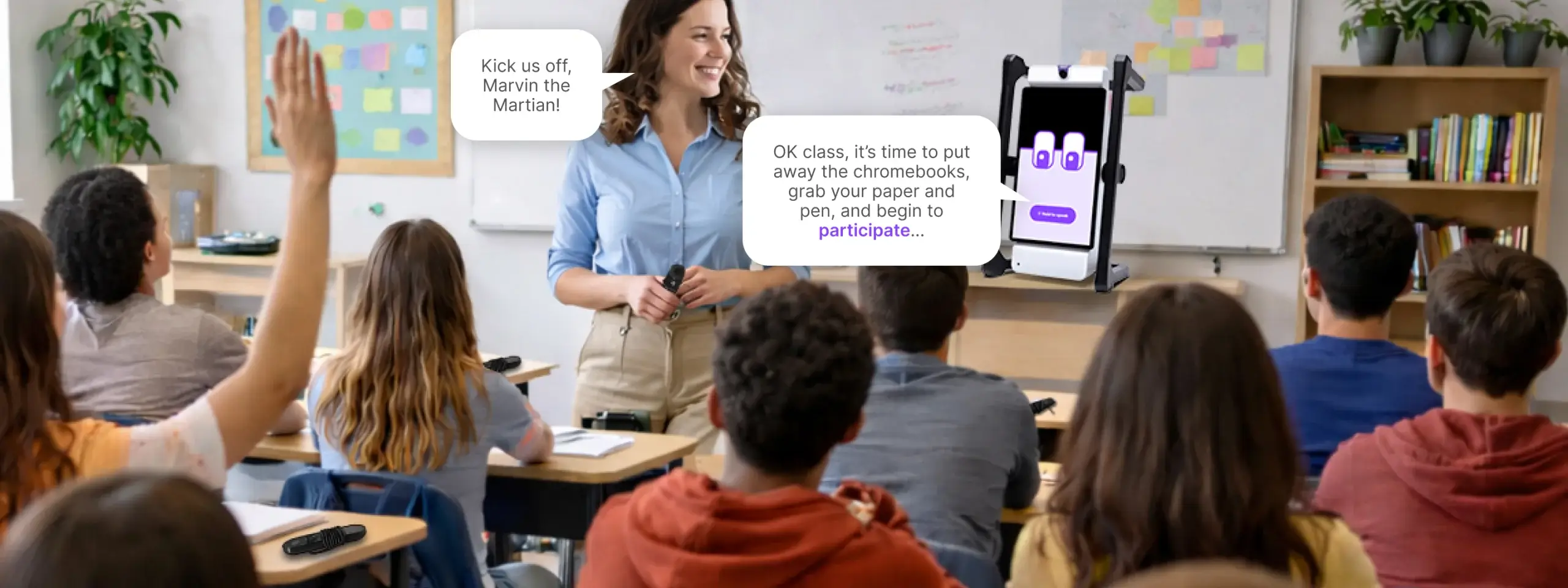 students working in classroom with M2 and meter