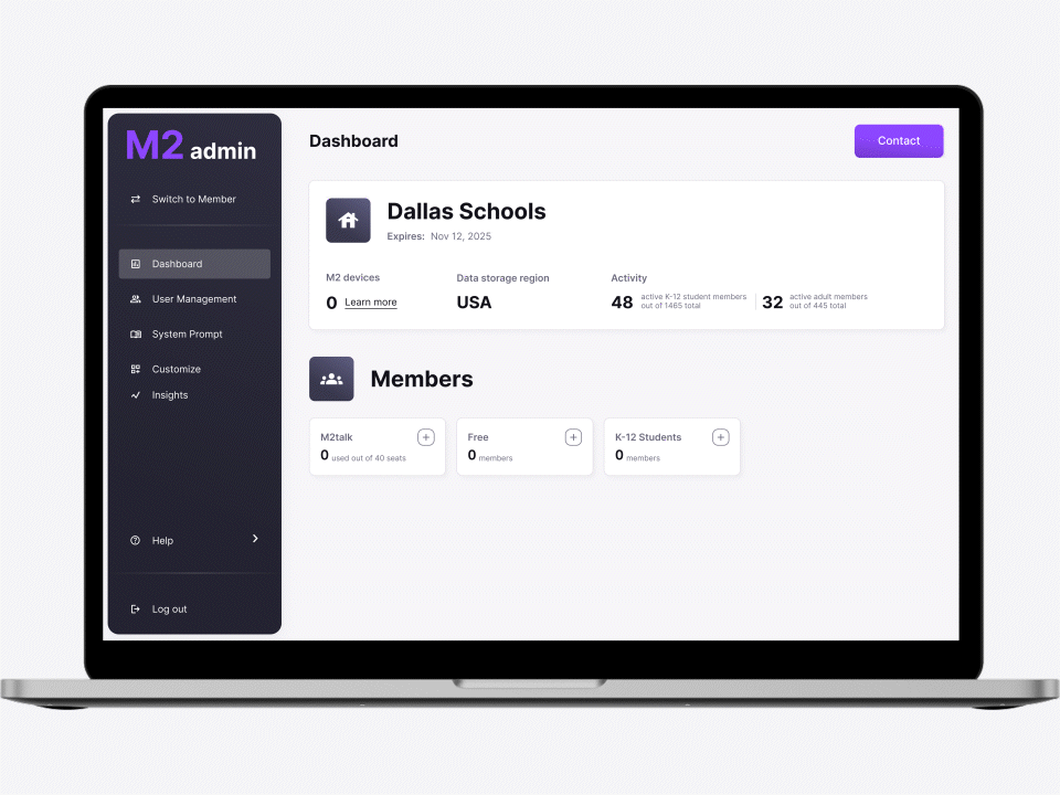 m2 admin portal on laptop