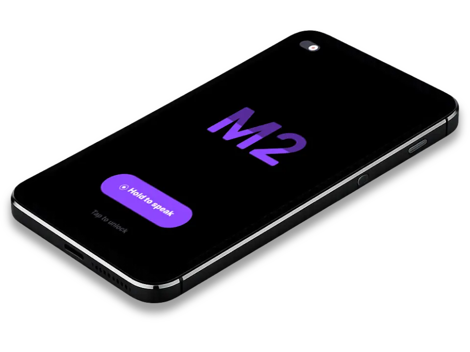 Mobile device showing the M2talk real-time participation meter.