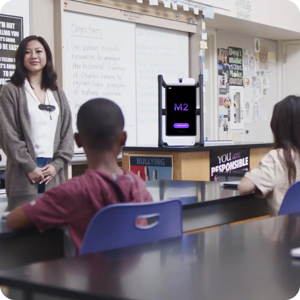 teacher in classroom using M2 