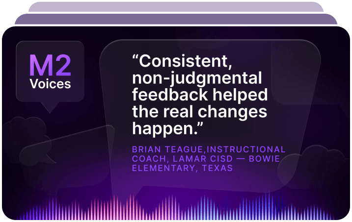 M2 Voices graphic featuring a quote about consistent, nonjudgmental feedback driving real change.