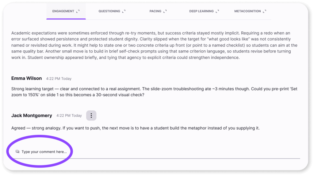M2 feedback report with comments from educators